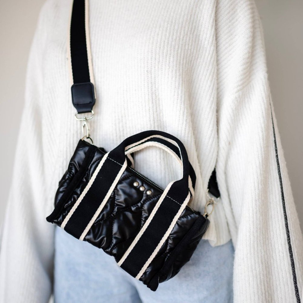 Mini Shiny Patent Black Quilted Crossbody Bag